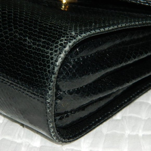 Donna Karan Black 100% Auth. Snake Skin Evening Bag - Picture 13 of 16